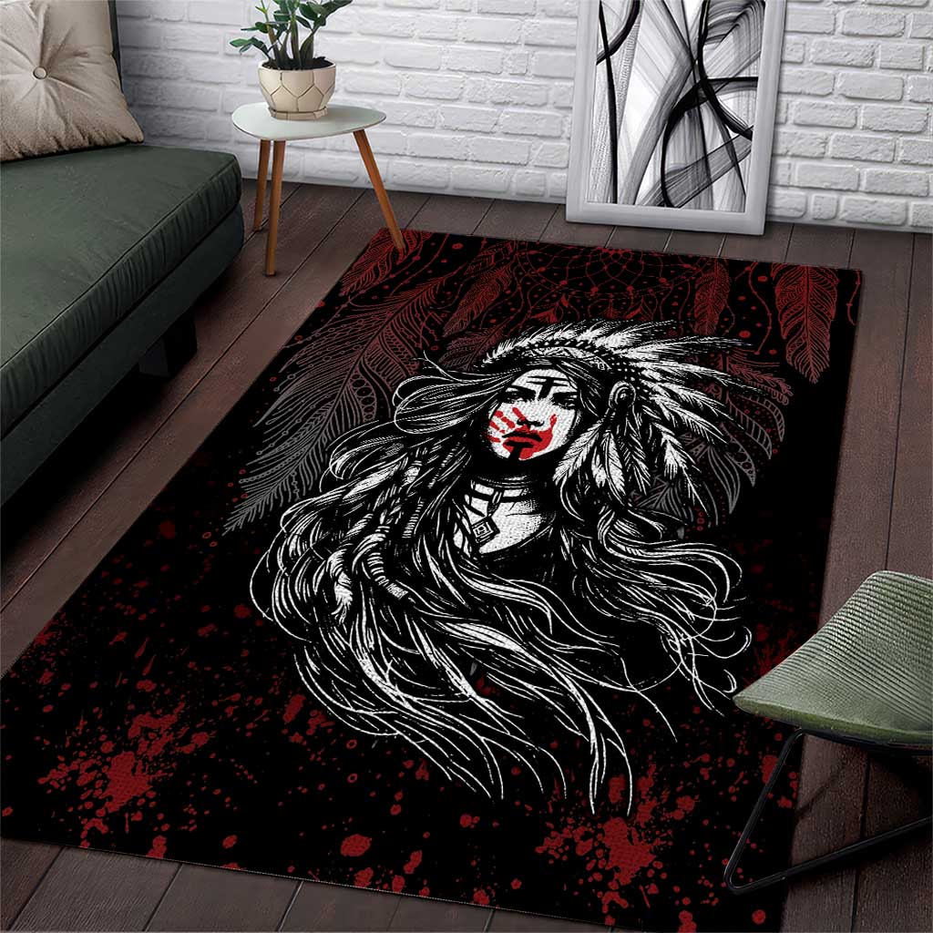 Native American MMIW Red Handprint Area Rug Dreamcatcher