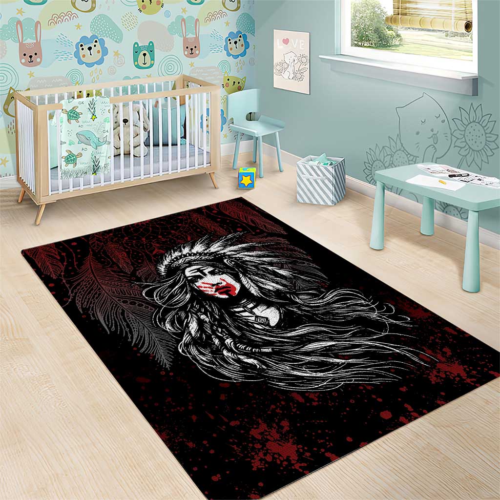 Native American MMIW Red Handprint Area Rug Dreamcatcher
