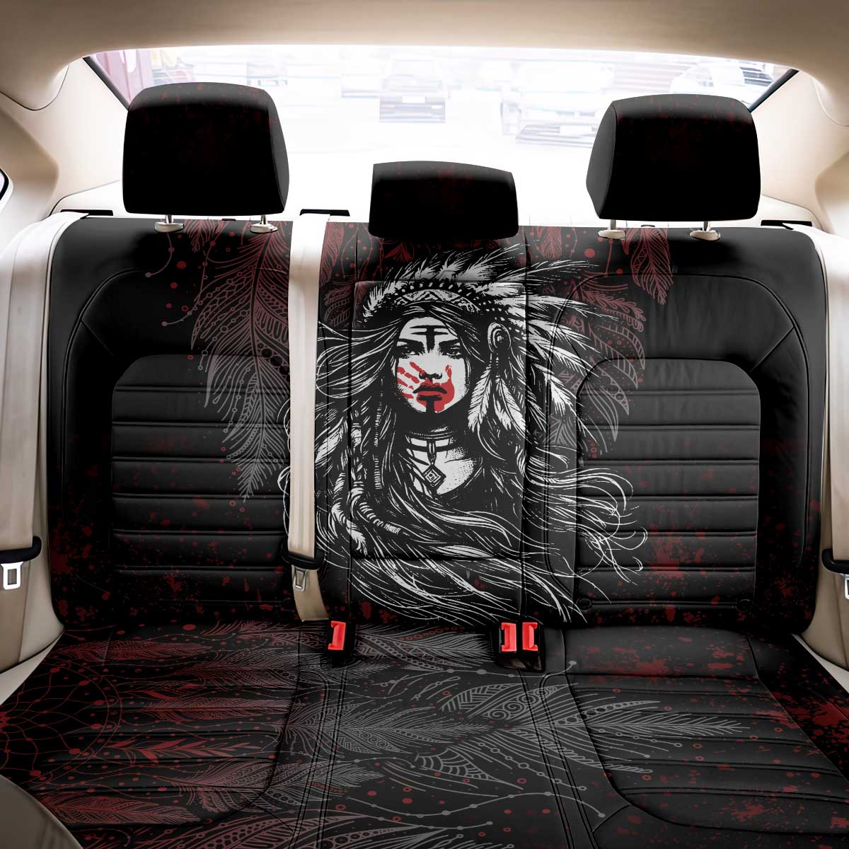 Native American MMIW Red Handprint Back Car Seat Cover Dreamcatcher