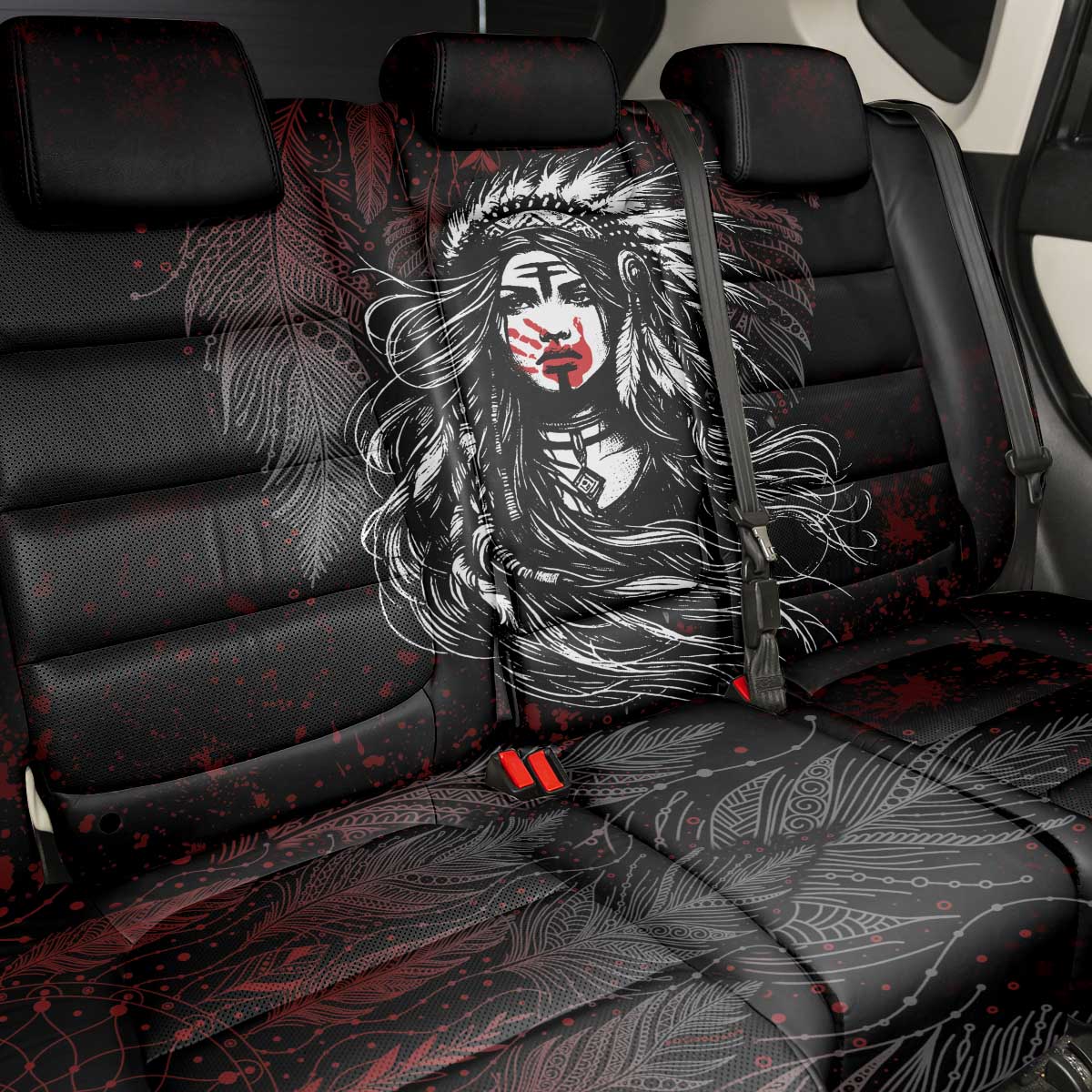 Native American MMIW Red Handprint Back Car Seat Cover Dreamcatcher