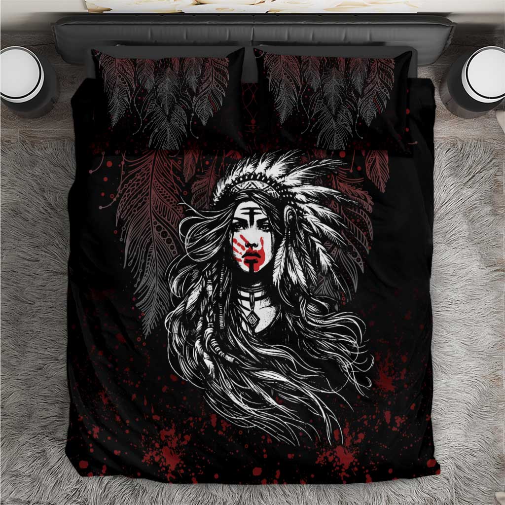 Native American MMIW Red Handprint Bedding Set Dreamcatcher