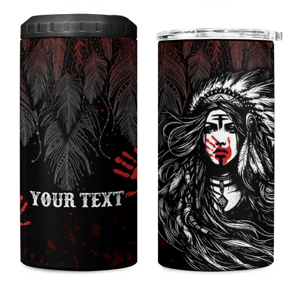 Personalized Native American MMIW Red Handprint 4 in 1 Can Cooler Tumbler Dreamcatcher