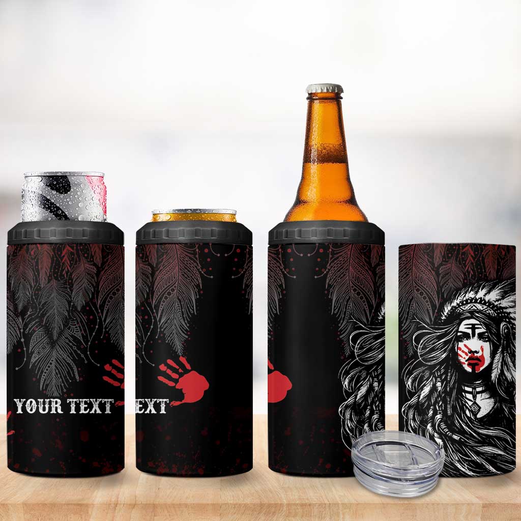 Personalized Native American MMIW Red Handprint 4 in 1 Can Cooler Tumbler Dreamcatcher