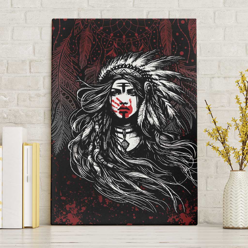Native American MMIW Red Handprint Canvas Wall Art Dreamcatcher
