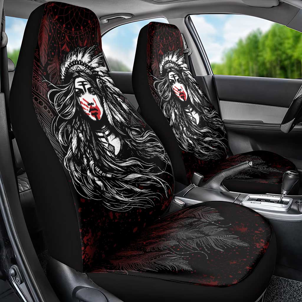 Native American MMIW Red Handprint Car Seat Cover Dreamcatcher