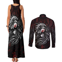 Native American MMIW Red Handprint Couples Matching Tank Maxi Dress and Long Sleeve Button Shirt Dreamcatcher