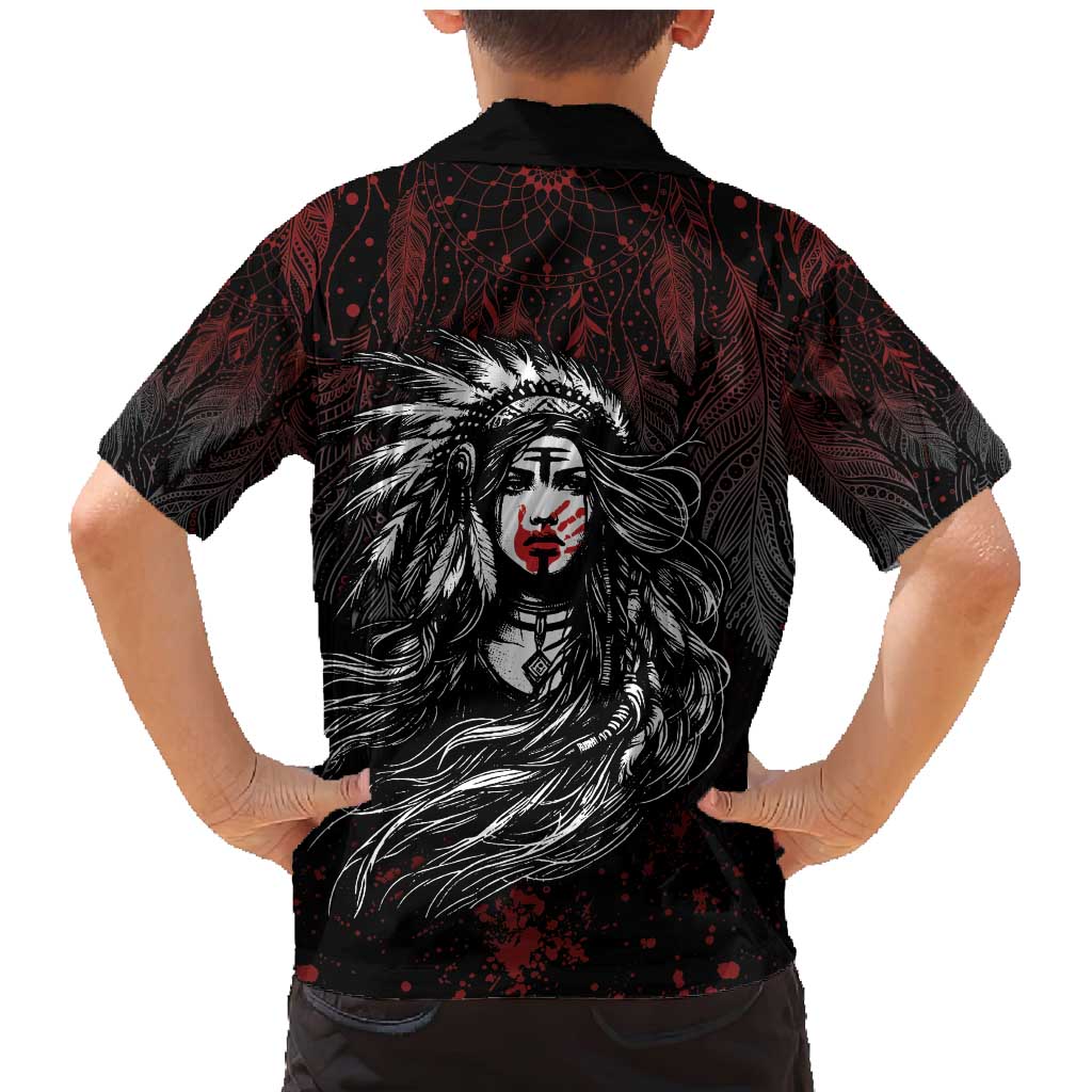 Native American MMIW Red Handprint Family Matching Mermaid Dress and Hawaiian Shirt Dreamcatcher