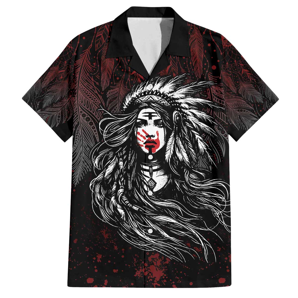 Native American MMIW Red Handprint Family Matching Off The Shoulder Long Sleeve Dress and Hawaiian Shirt Dreamcatcher