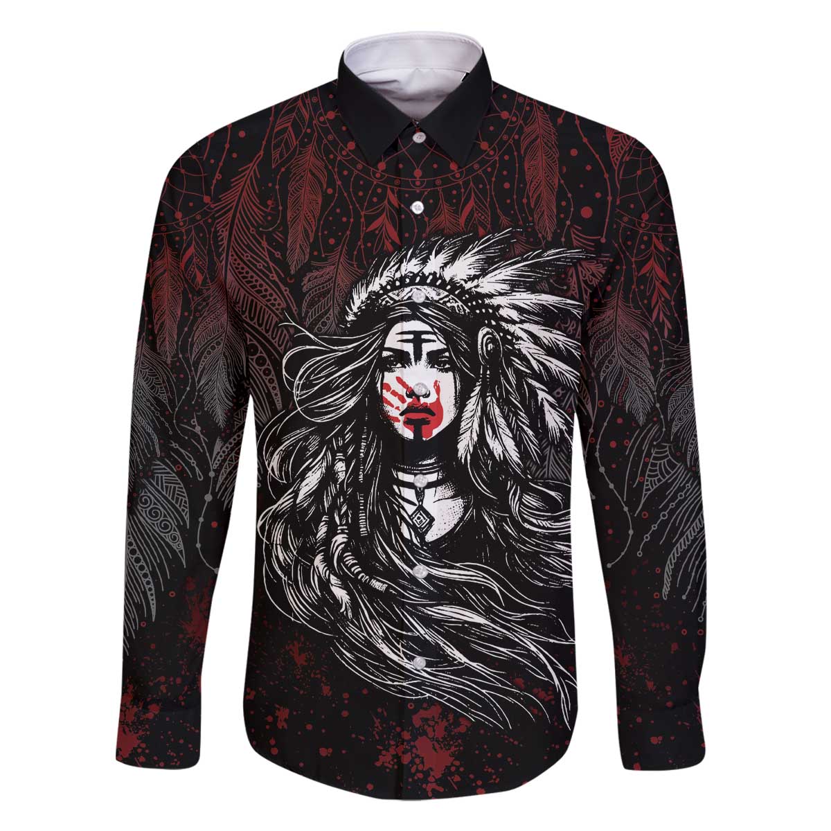 Native American MMIW Red Handprint Family Matching Off The Shoulder Long Sleeve Dress and Hawaiian Shirt Dreamcatcher