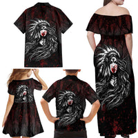 Native American MMIW Red Handprint Family Matching Off Shoulder Maxi Dress and Hawaiian Shirt Dreamcatcher
