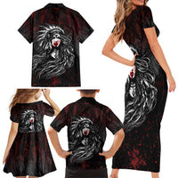 Native American MMIW Red Handprint Family Matching Short Sleeve Bodycon Dress and Hawaiian Shirt Dreamcatcher
