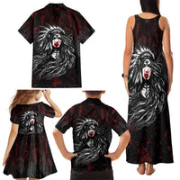 Native American MMIW Red Handprint Family Matching Tank Maxi Dress and Hawaiian Shirt Dreamcatcher
