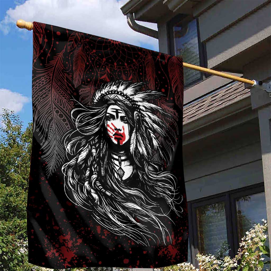 Native American MMIW Red Handprint Garden Flag Dreamcatcher