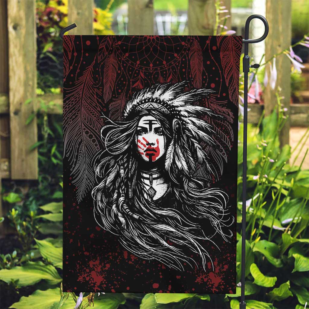 Native American MMIW Red Handprint Garden Flag Dreamcatcher