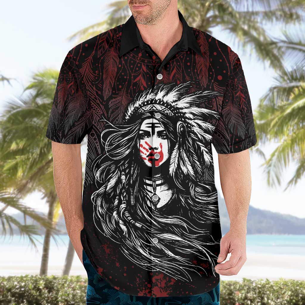 Native American MMIW Red Handprint Hawaiian Shirt Dreamcatcher