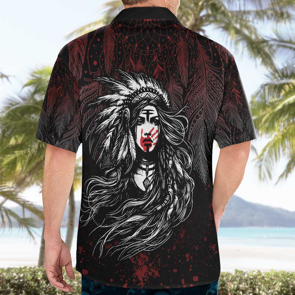 Native American MMIW Red Handprint Hawaiian Shirt Dreamcatcher