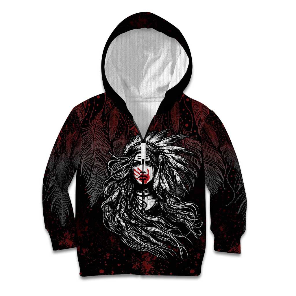 Native American MMIW Red Handprint Kid Hoodie Dreamcatcher