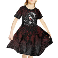 Native American MMIW Red Handprint Kid Short Sleeve Dress Dreamcatcher