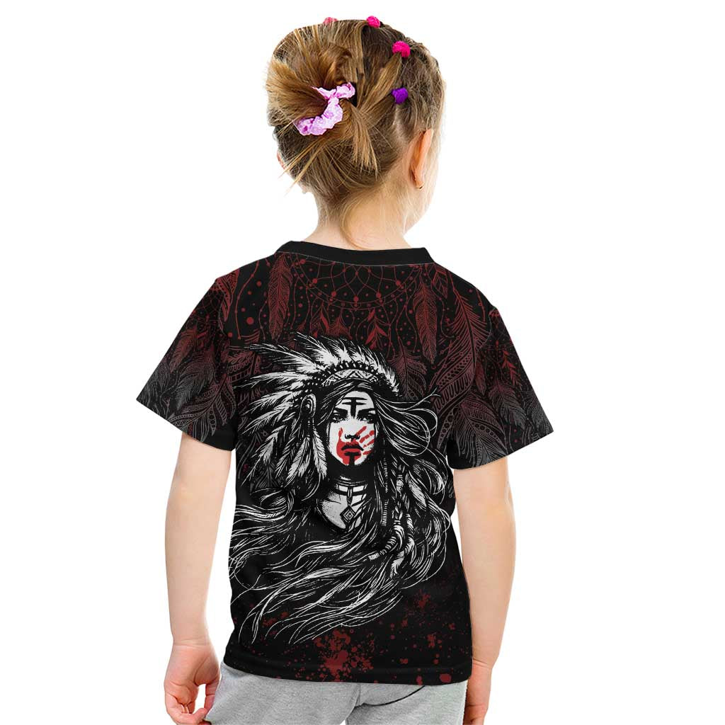Native American MMIW Red Handprint Kid T Shirt Dreamcatcher