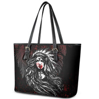 Native American MMIW Red Handprint Leather Tote Bag Dreamcatcher