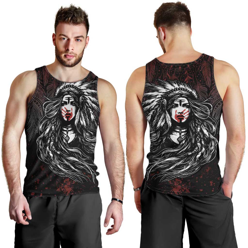 Native American MMIW Red Handprint Men Tank Top Dreamcatcher