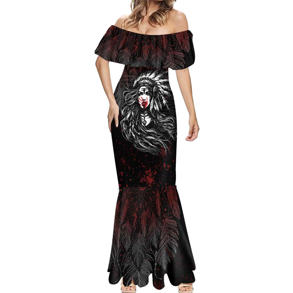 Native American MMIW Red Handprint Mermaid Dress Dreamcatcher
