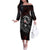 Native American MMIW Red Handprint Off The Shoulder Long Sleeve Dress Dreamcatcher