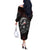 Native American MMIW Red Handprint Off The Shoulder Long Sleeve Dress Dreamcatcher