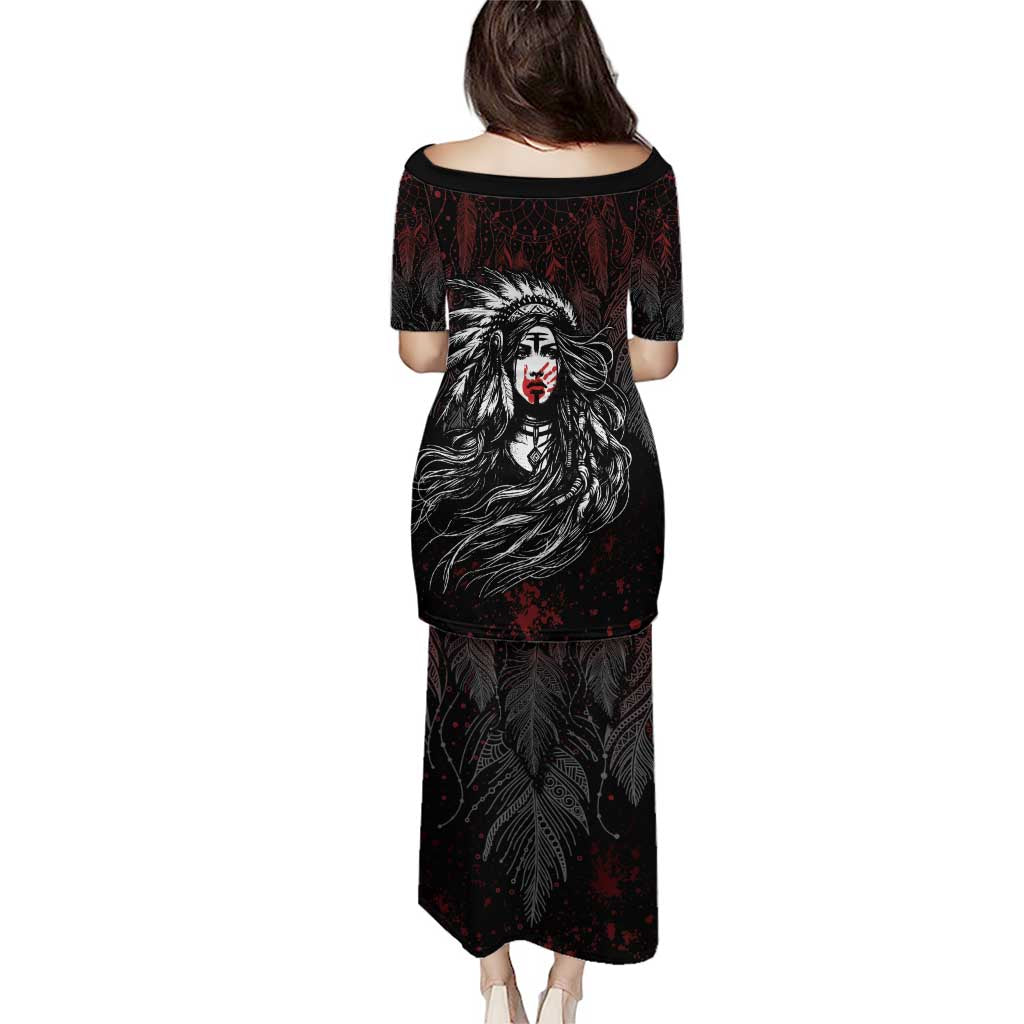 Native American MMIW Red Handprint Puletasi Dreamcatcher