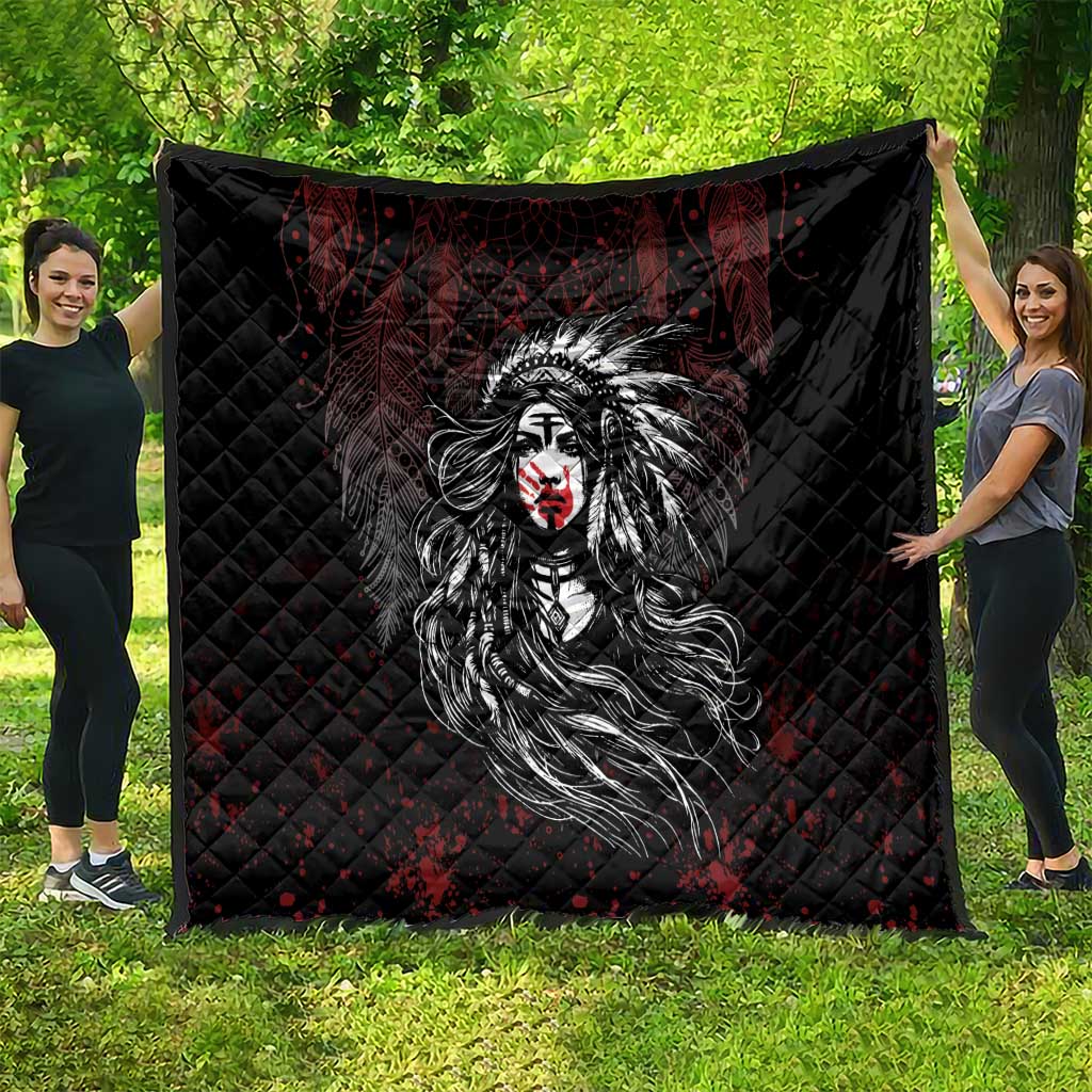 Native American MMIW Red Handprint Quilt Dreamcatcher