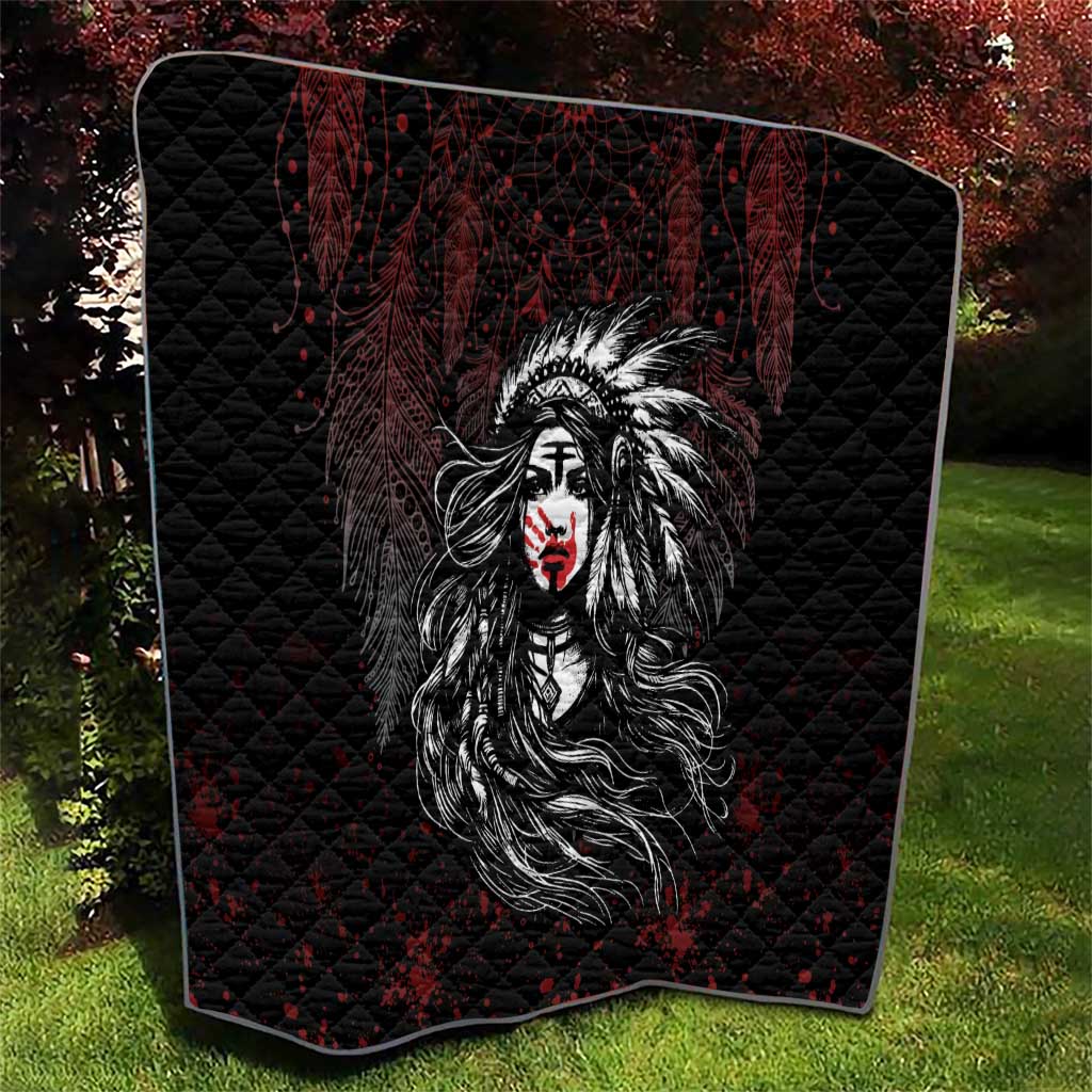 Native American MMIW Red Handprint Quilt Dreamcatcher