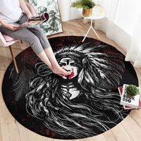 Native American MMIW Red Handprint Round Carpet Dreamcatcher