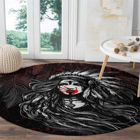 Native American MMIW Red Handprint Round Carpet Dreamcatcher