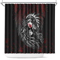 Native American MMIW Red Handprint Shower Curtain Dreamcatcher