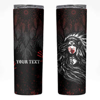 Personalized Native American MMIW Red Handprint Skinny Tumbler Dreamcatcher