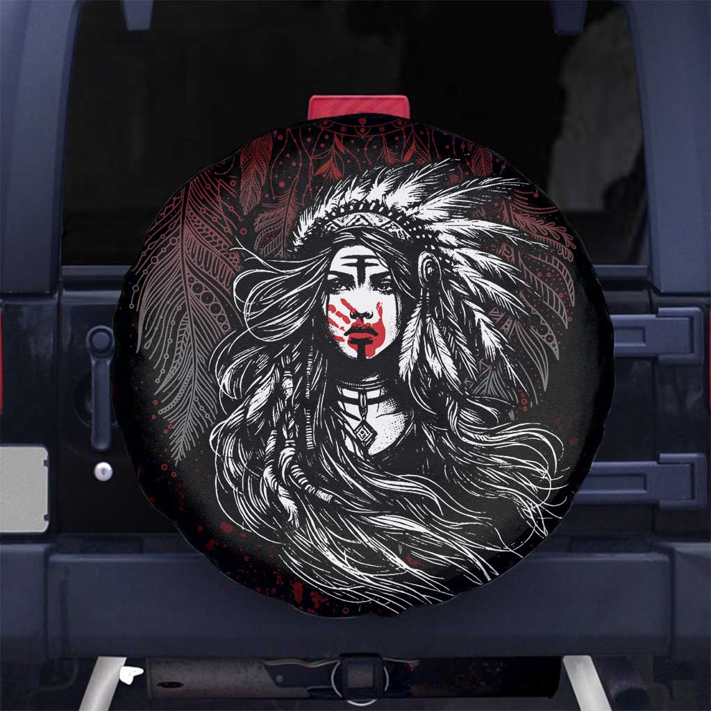 Native American MMIW Red Handprint Spare Tire Cover Dreamcatcher