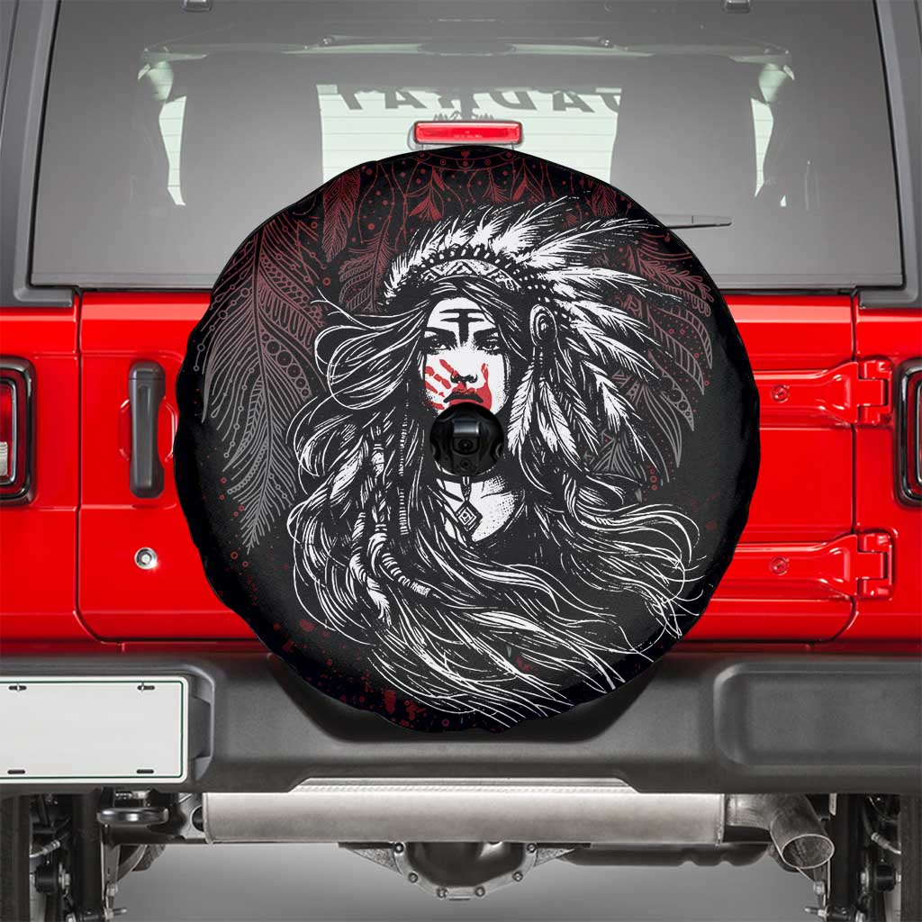 Native American MMIW Red Handprint Spare Tire Cover Dreamcatcher