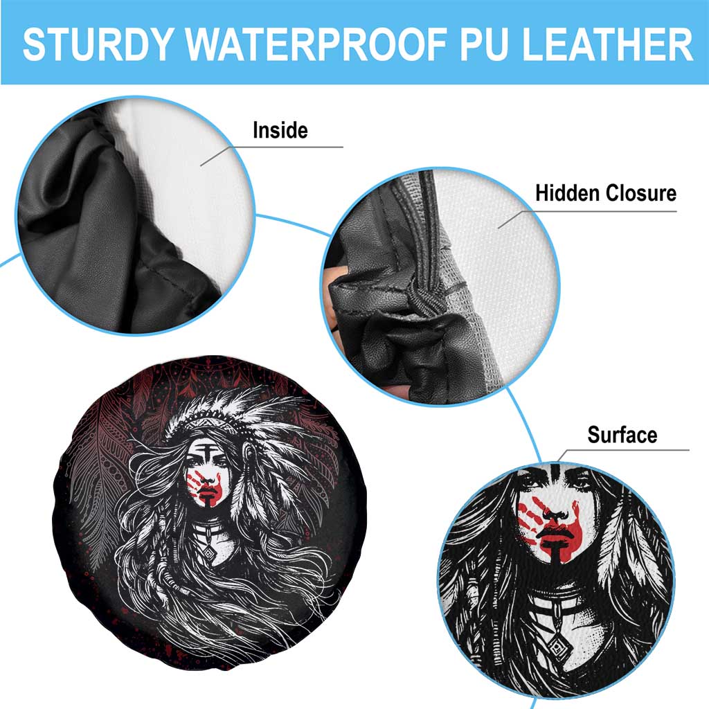 Native American MMIW Red Handprint Spare Tire Cover Dreamcatcher