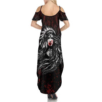 Native American MMIW Red Handprint Summer Maxi Dress Dreamcatcher