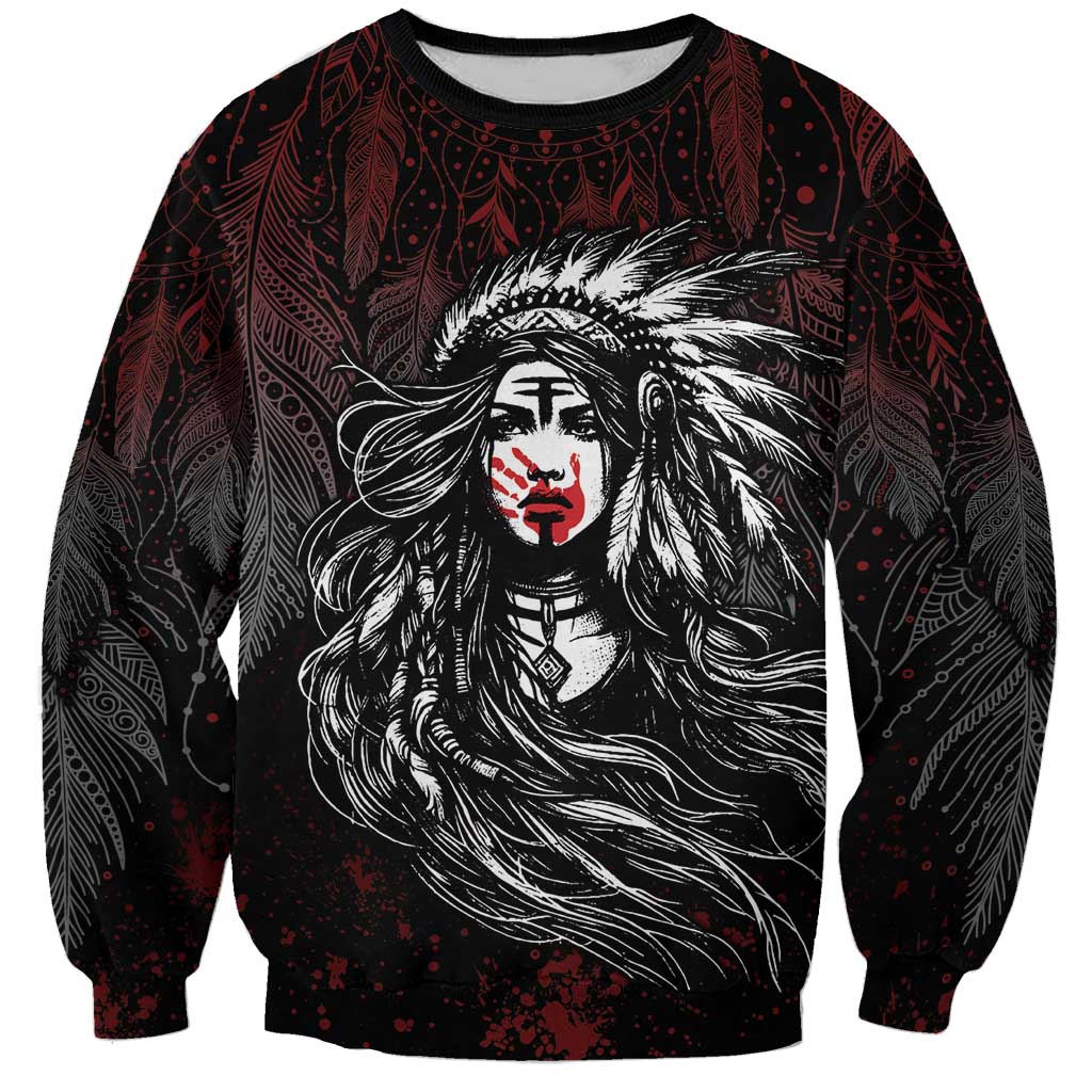 Native American MMIW Red Handprint Sweatshirt Dreamcatcher