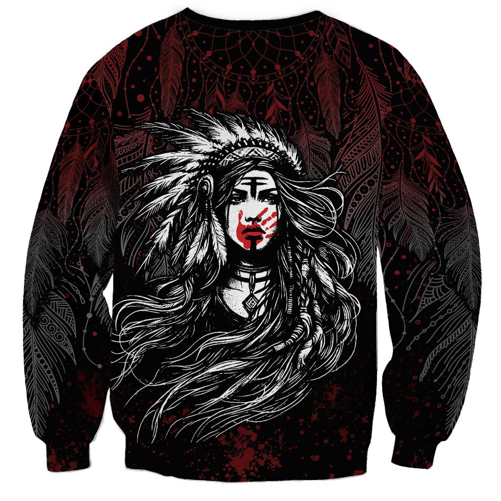 Native American MMIW Red Handprint Sweatshirt Dreamcatcher
