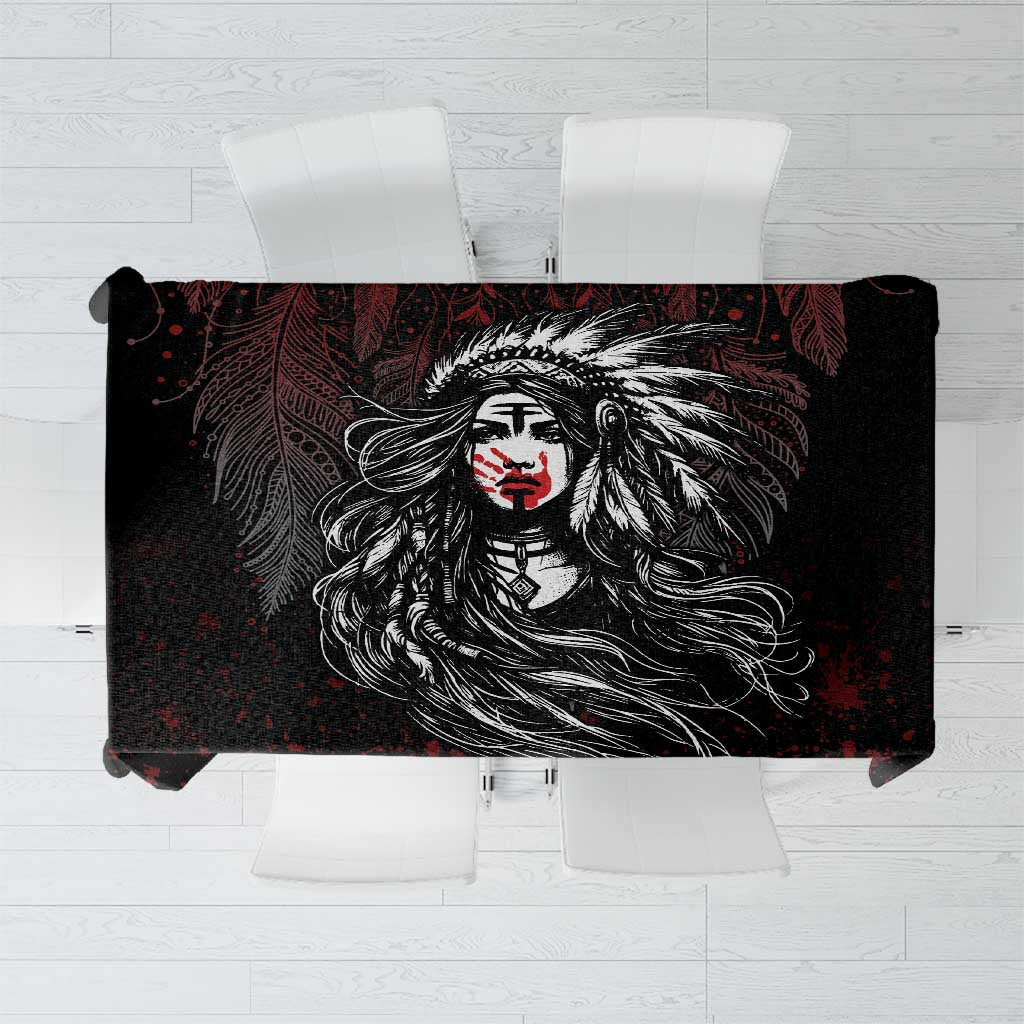 Native American MMIW Red Handprint Tablecloth Dreamcatcher