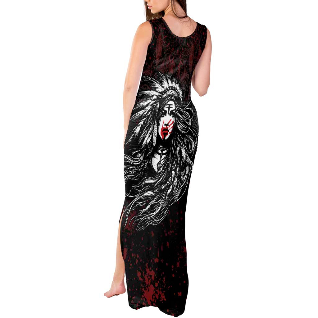 Native American MMIW Red Handprint Tank Maxi Dress Dreamcatcher