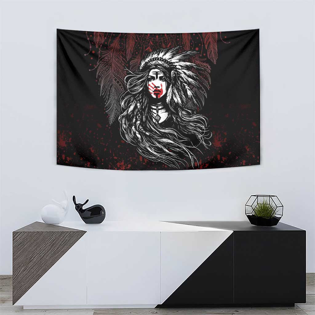 Native American MMIW Red Handprint Tapestry Dreamcatcher