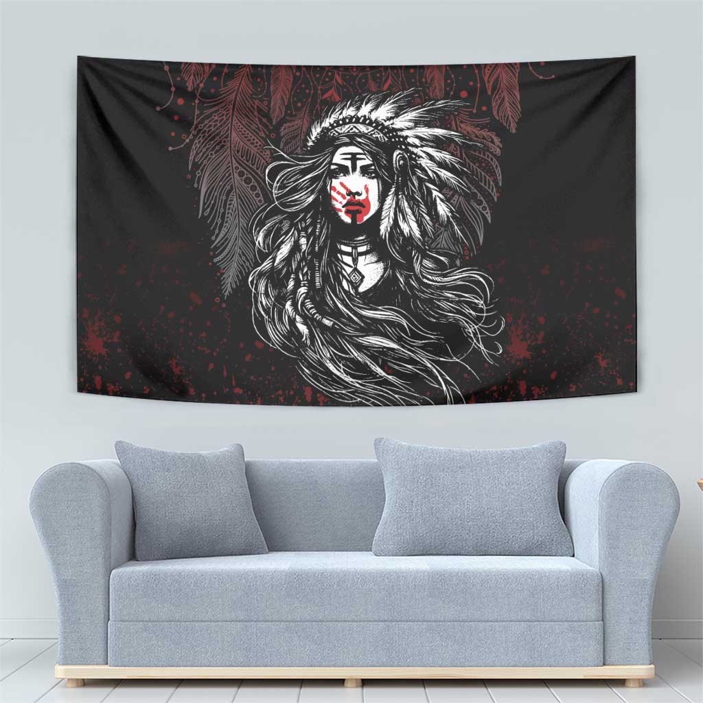 Native American MMIW Red Handprint Tapestry Dreamcatcher