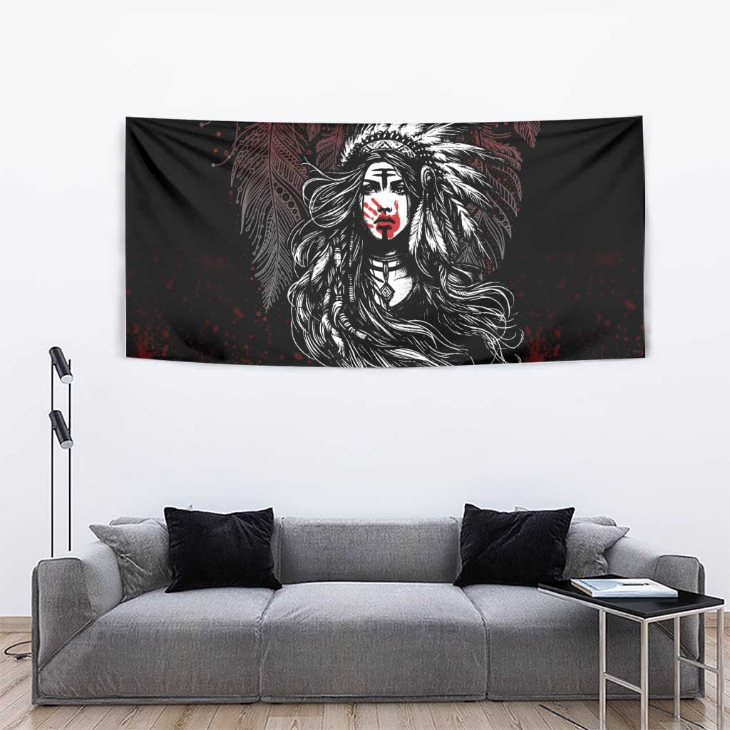 Native American MMIW Red Handprint Tapestry Dreamcatcher