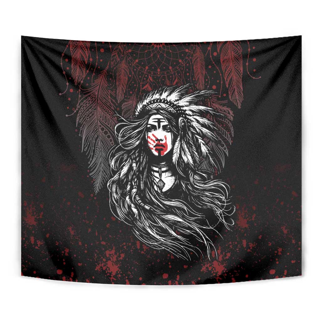 Native American MMIW Red Handprint Tapestry Dreamcatcher