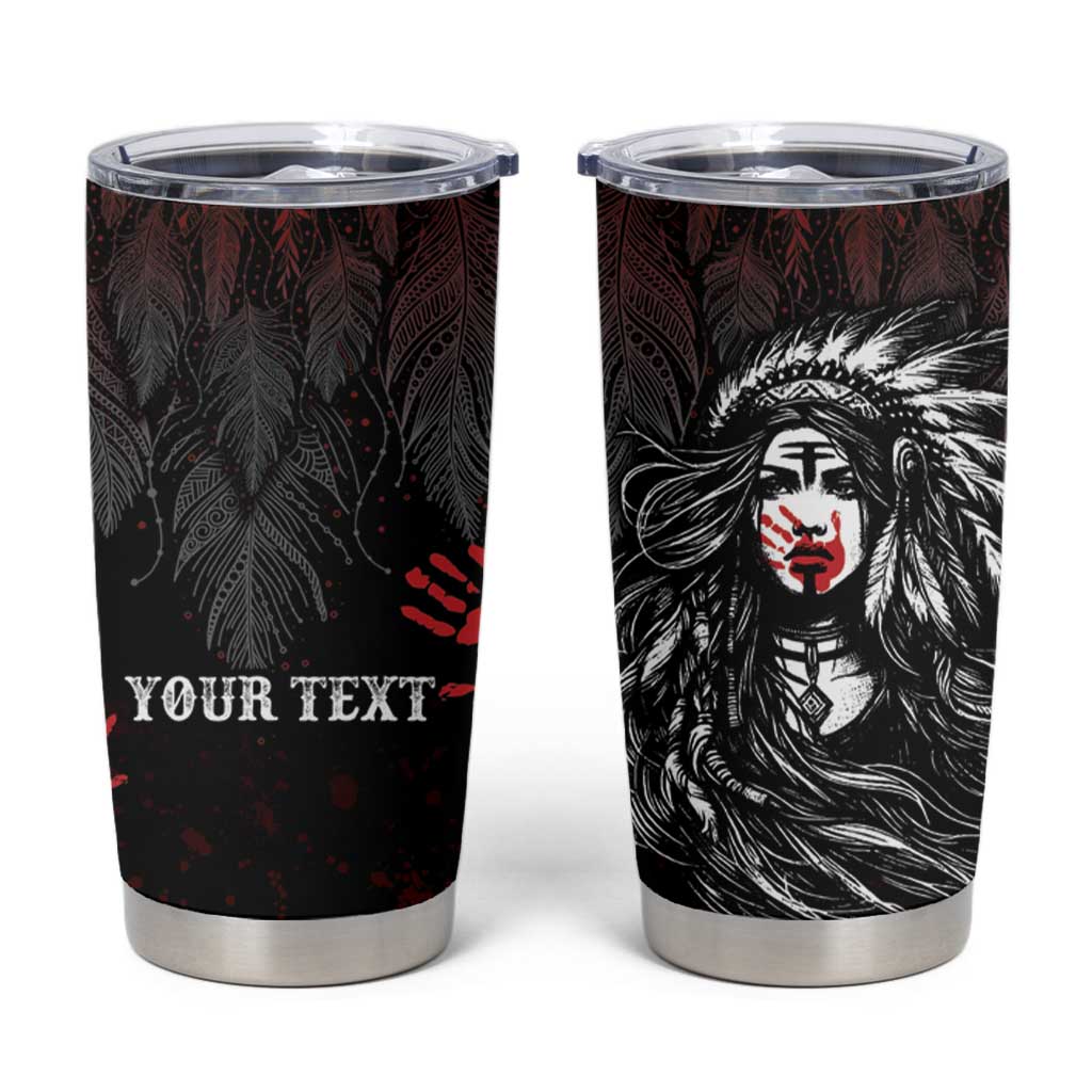 Personalized Native American MMIW Red Handprint Tumbler Cup Dreamcatcher