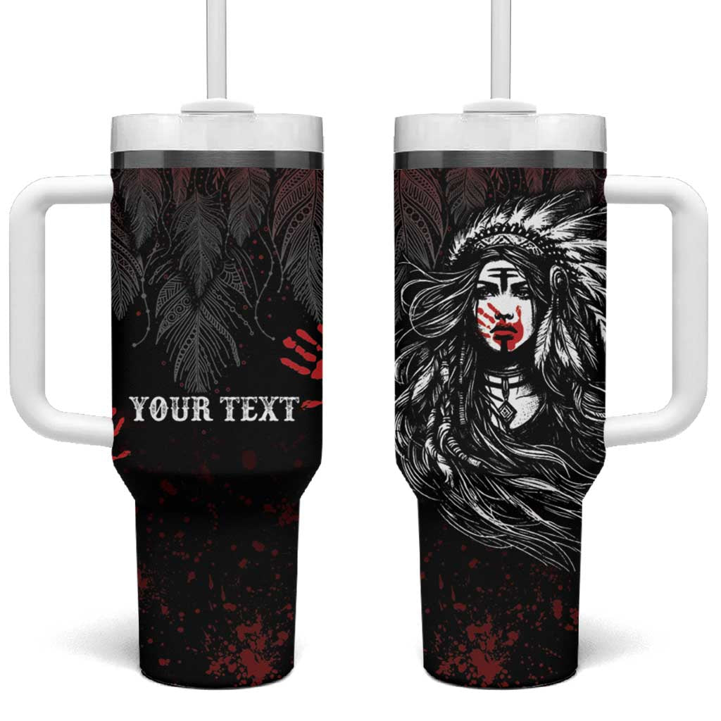 Personalized Native American MMIW Red Handprint Tumbler With Handle Dreamcatcher