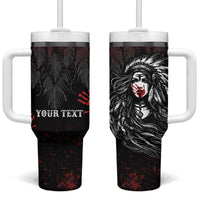 Personalized Native American MMIW Red Handprint Tumbler With Handle Dreamcatcher